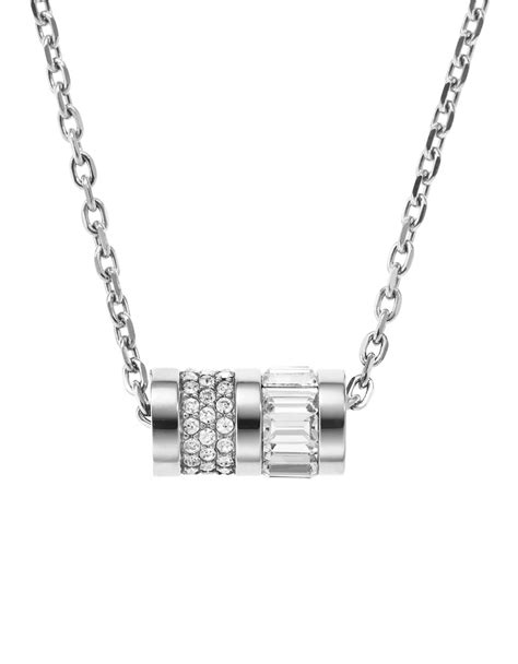 michael kors barrel necklace silver|michael kors chain link necklace.